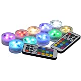 10 Pack Small Submersible LED Lights with Remote, Battery Operated Color Changing LED Tealight Waterproof Underwater LED Lights for Pool Fountain Pond Vase Party Wedding Centerpieces Decoration