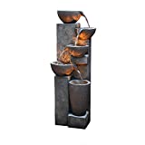Gardenfans 5-Tier Outdoor Water Fountain Resin Fountain Decor with LED Lighting Natural Polyresin Looking Stone Decor for Garden Patio Fold Court Yard Deck 12.99〃 L x 13.78〃 W x 39.76〃 H