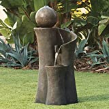 John Timberland Modern Sphere Zen Outdoor Floor Water Fountain 39 1/2" with LED Light for Exterior Garden Yard Lawn