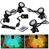 CPROSP Pond Lights 3.5W/Light Remote Control Submersible Lamp IP68 Waterproof Underwater Aquarium Spotlight 36-LED Multicolor Decoration Landscape Lamp for Swimming Pool Fish Tank Fountain (Set of 4)
