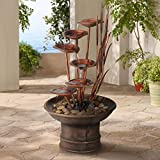 John Timberland Water Lilies and Cat Tails Modern Outdoor Floor Fountain 33" High Cascading for Yard Garden Patio Deck Home Relaxation